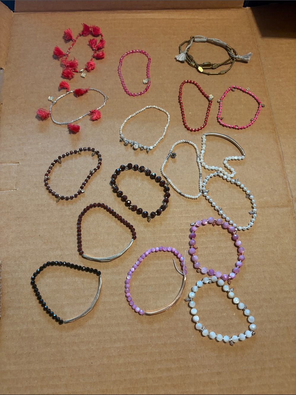 Kendra Scott Bracelet Lot of 16 Beaded Tassel Bar Stretch Bracelets